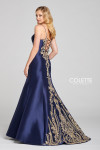 Colette by Daphne CL12133 Mikado Lace V-neck Sleeveless Gown