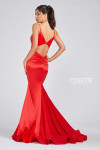 Colette by Daphne CL12229 Stretch Satin Deep V-neckline Gown