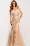 Jovani 48465 Feathers Neckline Strapless Fitted Prom Dress