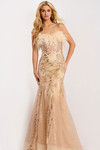 Jovani 48465 Feathers Neckline Strapless Fitted Prom Dress