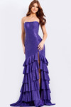 Jovani 46909 Beaded Ruffles Straight Neck Strapless Dress
