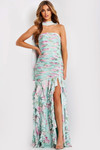 Jovani 47580 Floral Print Straight Neck Strapless Prom Dress
