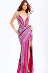 Jovani 46206 Sequins Beaded Illusion V-Neckline Prom Dress