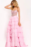 Jovani 49109 Layered Ruffles Beaded Strapless Prom Dress