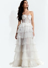 Jovani 47290 Layered Ruffle Straight Neck Strapless Dress