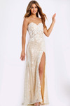 Jovani 49362 Sequin Floral Embroidery Strapless Fitted Dress