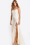 Jovani 49362 Sequin Floral Embroidery Strapless Fitted Dress