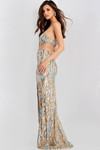 Jovani 48526 Sequins Asymmetric Neck Sleeveless Fitted Dress