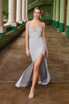 Nox Anabel M1702 Stretch Mesh Fully Beaded Draped Hip Dress