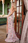 Nox Anabel G1657 Sequin Tulle Beaded Floral V-neckline Dress