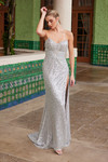Nox Anabel G1652 Sequin V-Neck Strapless Fitted Prom Dress