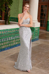 Nox Anabel G1652 Sequin V-Neck Strapless Fitted Prom Dress