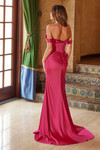Nox Anabel Y1553 Satin Off Shoulder Straps Fitted Prom Dress