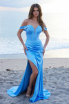 Nox Anabel Y1553 Satin Off Shoulder Straps Fitted Prom Dress