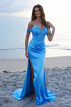 Nox Anabel Y1553 Satin Off Shoulder Straps Fitted Prom Dress