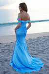 Nox Anabel Y1553 Satin Off Shoulder Straps Fitted Prom Dress