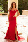 Nox Anabel Y1547 Satin Off Shoulder Sweetheart Neck Dress