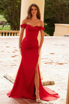 Nox Anabel Y1547 Satin Off Shoulder Sweetheart Neck Dress
