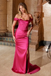 Nox Anabel Y1547 Satin Off Shoulder Sweetheart Neck Dress