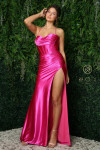 Nox Anabel E1042 Stretch Satin Cowl Neck Sleeveless Dress