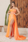 Nox Anabel E1237 Satin Cowl Neck Strapless Fitted Prom Dress