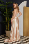 Nox Anabel E1237 Satin Cowl Neck Strapless Fitted Prom Dress