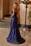 Nox Anabel R1692 Stretch Satin Sequin Sweetheart Neck Dress