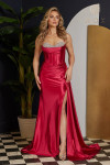 Nox Anabel E1242 Satin Beaded Bustline Sleeveless Prom Dress