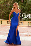 Nox Anabel R1689 Satin Embellished Boned Corset V-Neck Dress