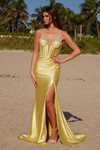 Nox Anabel R1689 Satin Embellished Boned Corset V-Neck Dress