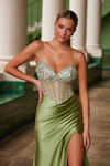Nox Anabel K1575 Semi-Stretch Satin Stone Adorned Prom Dress