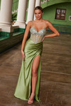Nox Anabel K1575 Semi-Stretch Satin Stone Adorned Prom Dress