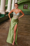 Nox Anabel K1575 Semi-Stretch Satin Stone Adorned Prom Dress