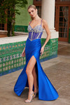 Nox Anabel K1575 Semi-Stretch Satin Stone Adorned Prom Dress