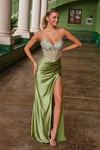 Nox Anabel K1575 Semi-Stretch Satin Stone Adorned Prom Dress