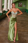 Nox Anabel K1575 Semi-Stretch Satin Stone Adorned Prom Dress