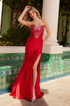 Nox Anabel M1707 Stretch Satin Lace-up Strapless Prom Dress