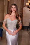 Nox Anabel F1568 Stretch Satin Beaded Off-shoulder Dress