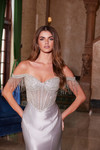 Nox Anabel F1568 Stretch Satin Beaded Off-shoulder Dress