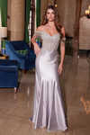 Nox Anabel F1568 Stretch Satin Beaded Off-shoulder Dress