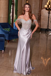 Nox Anabel F1568 Stretch Satin Beaded Off-shoulder Dress