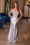 Nox Anabel F1568 Stretch Satin Beaded Off-shoulder Dress