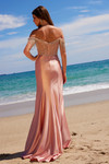 Nox Anabel F1568 Stretch Satin Beaded Off-shoulder Dress