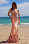 Nox Anabel F1568 Stretch Satin Beaded Off-shoulder Dress