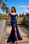 Nox Anabel C1647 Satin Off-Shoulder Sweetheart Neck Dress