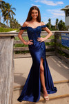 Nox Anabel C1647 Satin Off-Shoulder Sweetheart Neck Dress