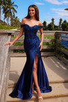 Nox Anabel C1647 Satin Off-Shoulder Sweetheart Neck Dress