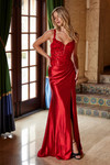 Nox Anabel A1590 Stretch Satin Scoop Neck Sleeveless Dress