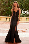Nox Anabel C1605 Satin Glitter Embroidered Sleeveless Dress