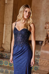 Nox Anabel H1667 Stretch Satin Beaded Sweetheart Neck Dress